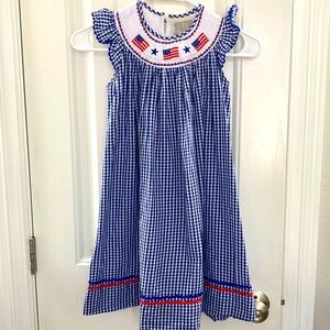 Lil Cactus American Flag Smocked Dress